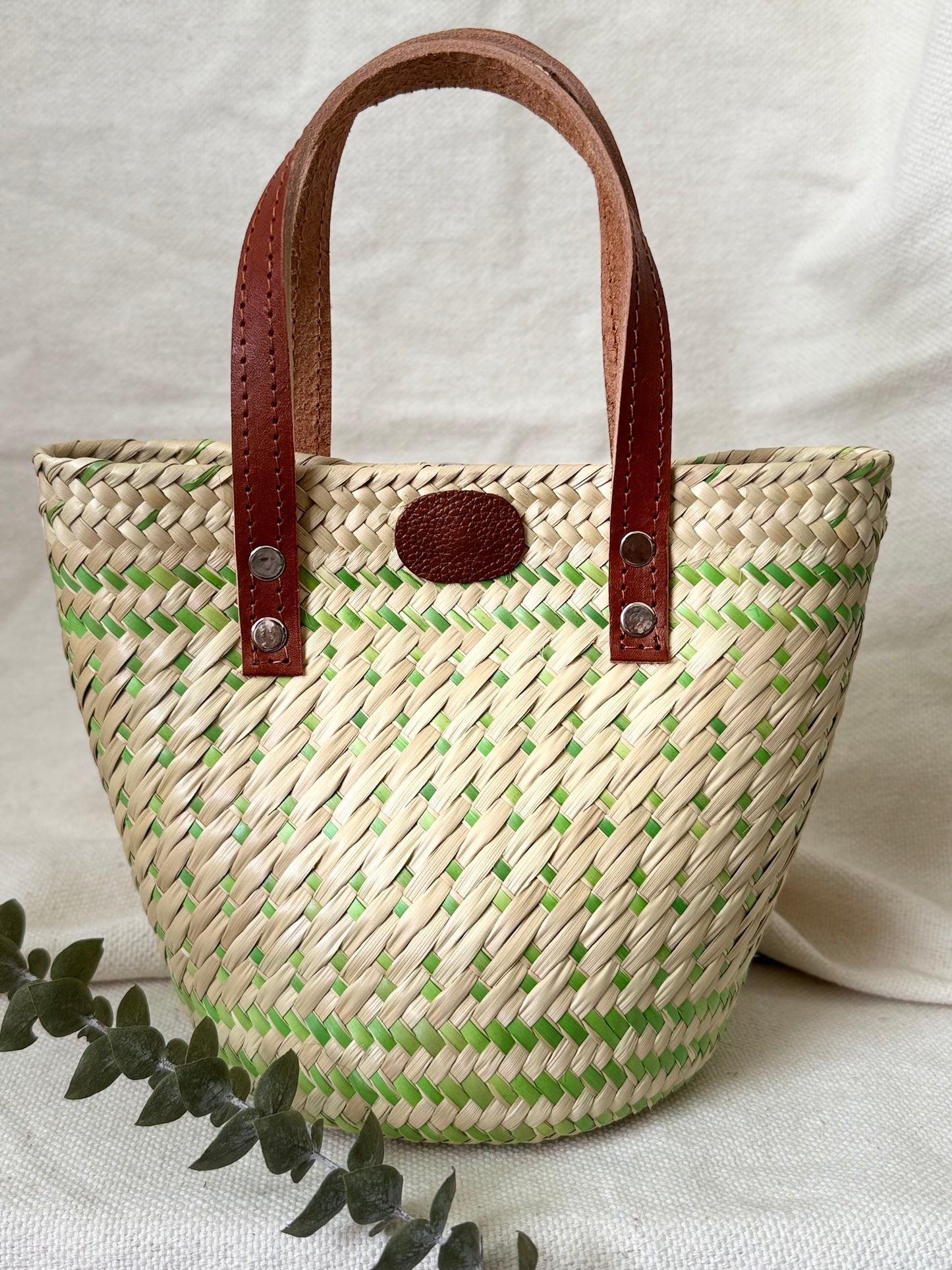 Mini Palm Handbag - Lime Dot Design